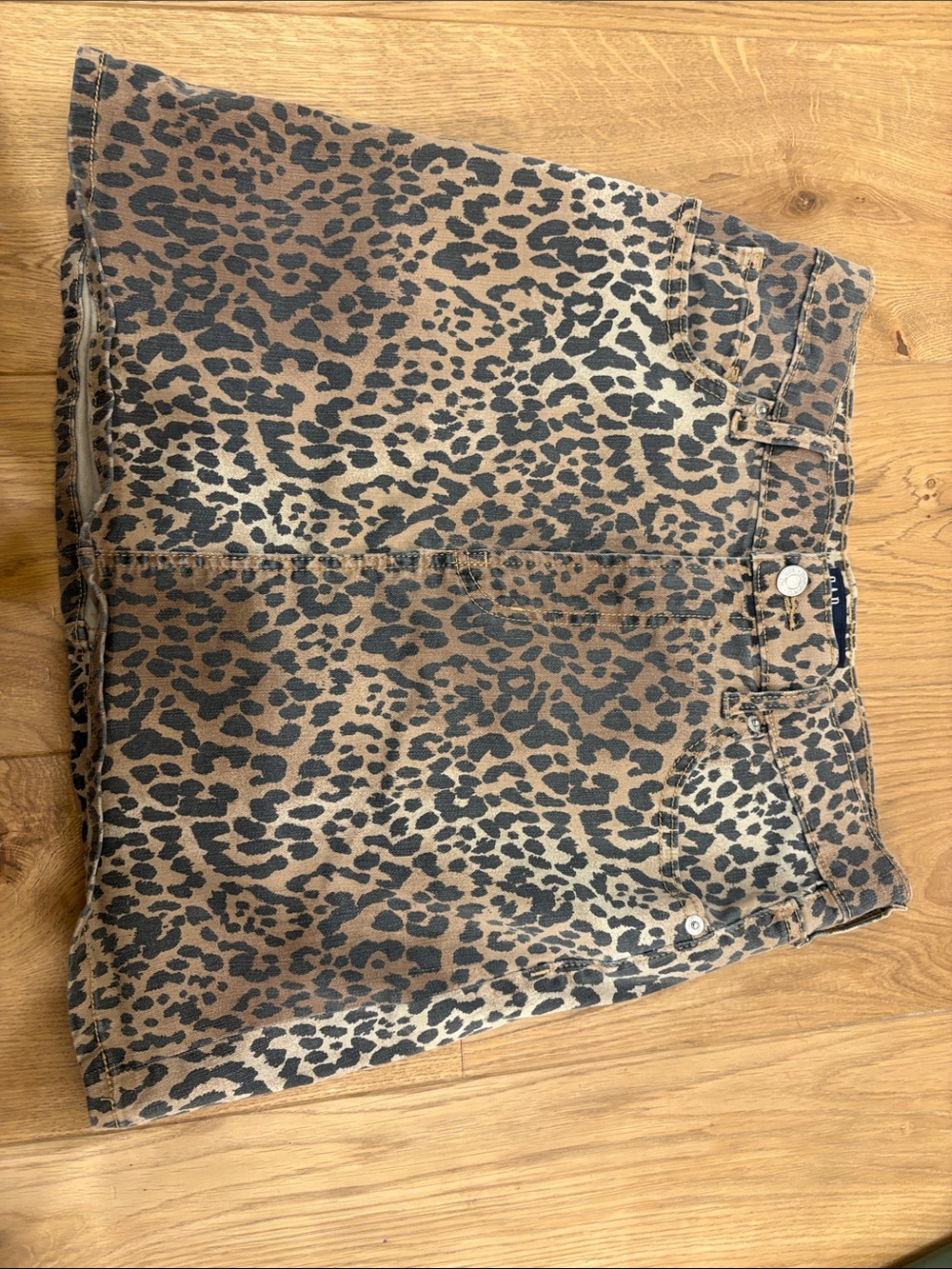 Gap Leopard Print Denim Mini Skirt